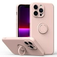 thumbnail image 1 of Silicone Ring Holder Case for iPhone 16, Shock Absorption, Bumper Design, 360° Kickstand Case, Support Magnetic Car Mount, for iPhone 16, Pink, 1 of 8