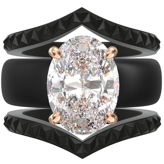 Silicone Ring Stackable Set – 11×8 mm Oval Cut CZ | Patented Design - GlowStone Collection