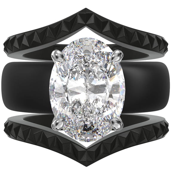 Silicone Ring Stackable Set – 11×8 mm Oval Cut CZ | Patented Design - GlowStone Collection