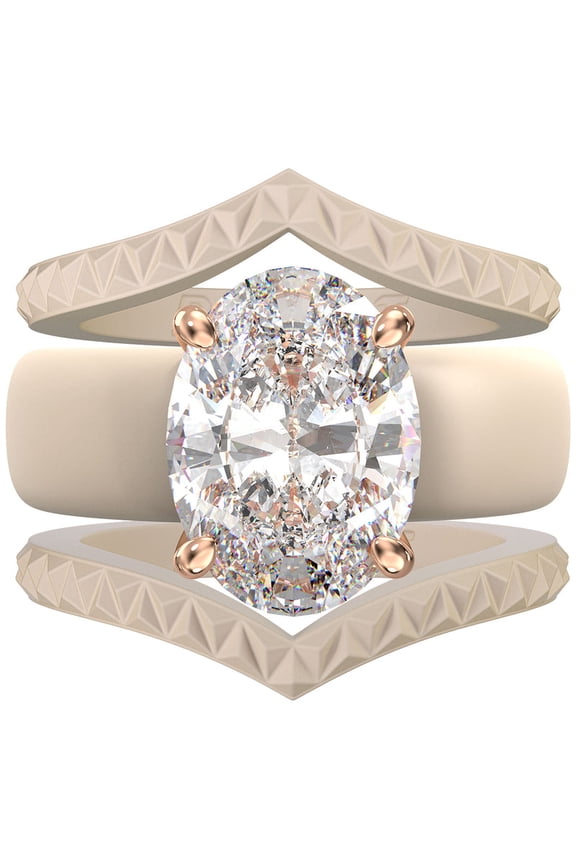Silicone Ring Stackable Set – 11×8 mm Oval Cut CZ | Patented Design - GlowStone Collection