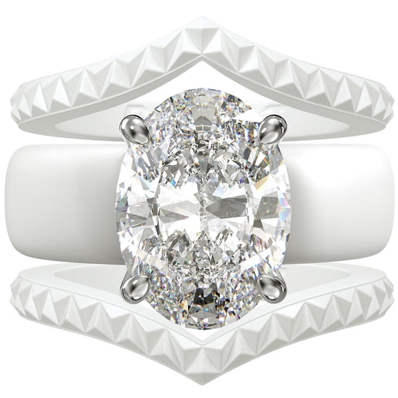 Silicone Ring Stackable Set – 11×8 mm Oval Cut CZ | Patented Design - GlowStone Collection