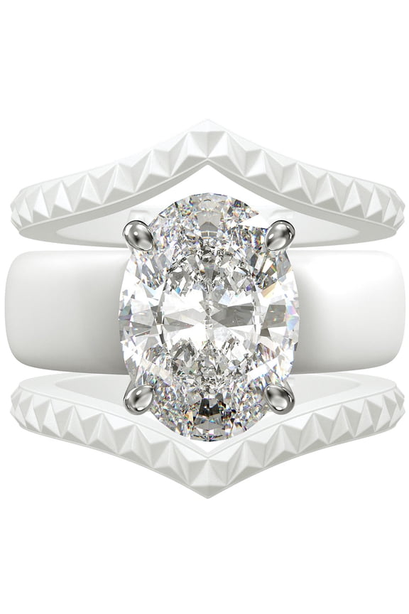 Silicone Ring Stackable Set – 11×8 mm Oval Cut CZ | Patented Design - GlowStone Collection