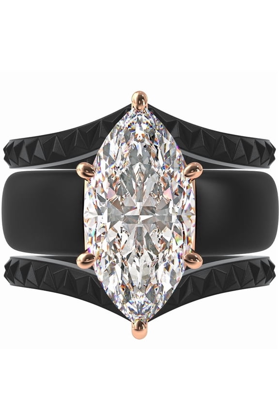 Silicone Ring Stackable Set – 14×7 mm Marquise Cut CZ | Patent-Pending Design - GlowStone Collection