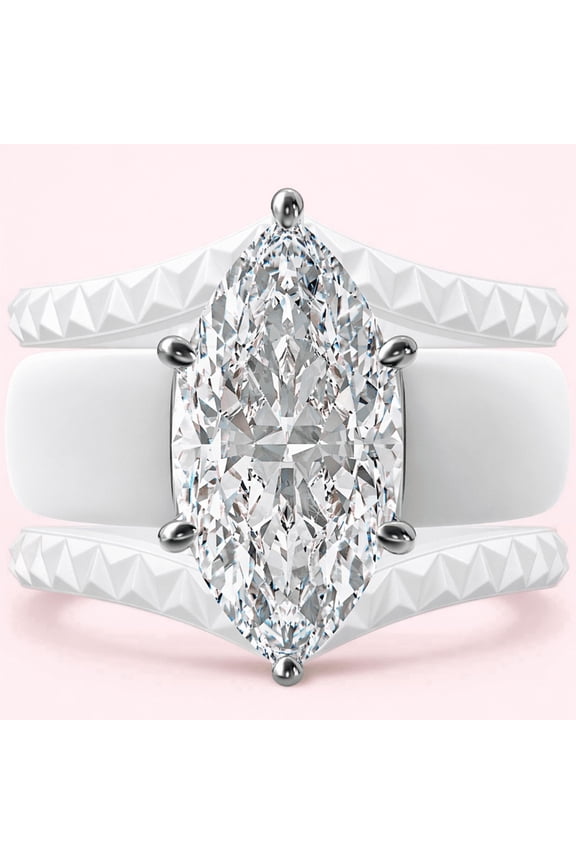 Silicone Ring Stackable Set – 14×7 mm Marquise Cut CZ | Patent-Pending Design - GlowStone Collection