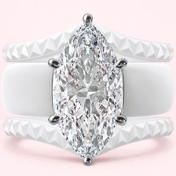 Silicone Ring Stackable Set – 14×7 mm Marquise Cut CZ | Patent-Pending Design - GlowStone Collection