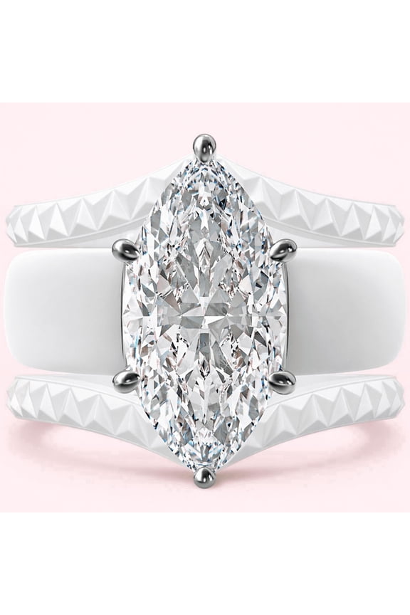 Silicone Ring Stackable Set – 14×7 mm Marquise Cut CZ | Patent-Pending Design - GlowStone Collection