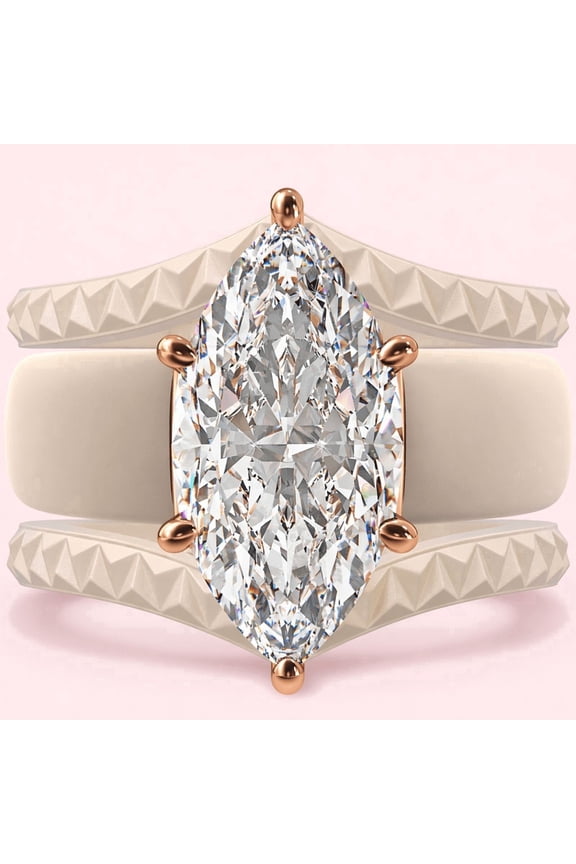 Silicone Ring Stackable Set – 14×7 mm Marquise Cut CZ | Patent-Pending Design - GlowStone Collection