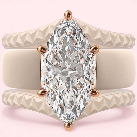 Silicone Ring Stackable Set – 14×7 mm Marquise Cut CZ | Patent-Pending Design - GlowStone Collection
