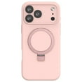 thumbnail image 1 of Silicone Ring Stand Magnetic Case for iPhone 17 Pro Max with Tempered Glass Screen Protector - Light Pink, 1 of 5