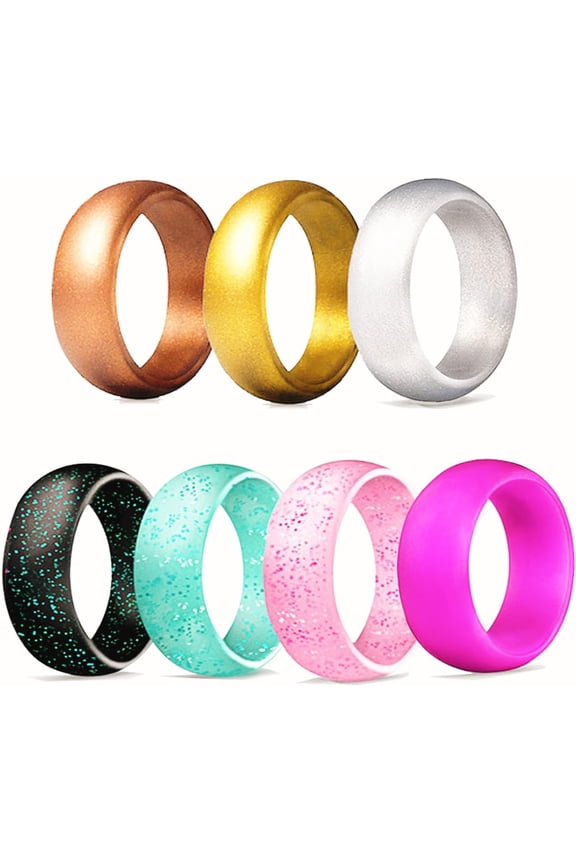 Silicone Ring Women Rubber Wedding Bands for Her 5.7mm Wide,2mm Thick