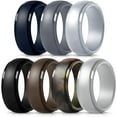 thumbnail image 1 of Silicone Ring for Men, Mokani 7-Pack Step Edge Sleek Design Rubber Wedding Bands,  Size 10, 1 of 6