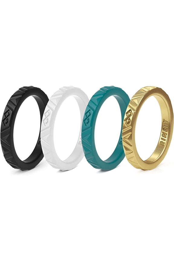Silicone Rings by Rinfit - Safe & Durable Wedding Bands For Women - Stackable Infinity Rubber Rings - 4 Pack