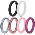 thumbnail image 1 of Silicone Rings by Rinfit - Safe & Durable Wedding Bands For Women - Stackable Infinity Rubber Rings - 6 Pack, 1 of 8