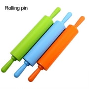 Silicone Rolling Pin Dough Roller for Pizza Cookie with Wooden Handle & Nonstick Surface Rolling Pins for Baking Non stick Dough Cookie Biscuit Pizza Roller Baking Tool