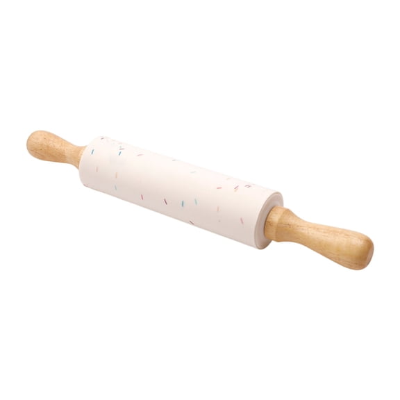 Silicone Rolling Pin (Kitchen),Silicone Rolling Pin for Baking Non Stick Rolling Pin Dough Roller Wooden Handle Kitchen Accessories Roller