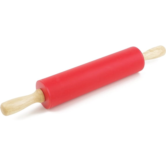 Silicone Rolling Pin for Kitchen Non-stick Rolling Pin Dough Roller Wooden Handle Kitchen Accessories Pastry Roller, 12in