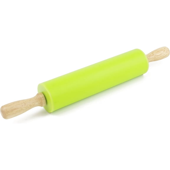 Silicone Rolling Pin for Kitchen Non-stick Rolling Pin Dough Roller Wooden Handle Kitchen Accessories Pastry Roller, 12in