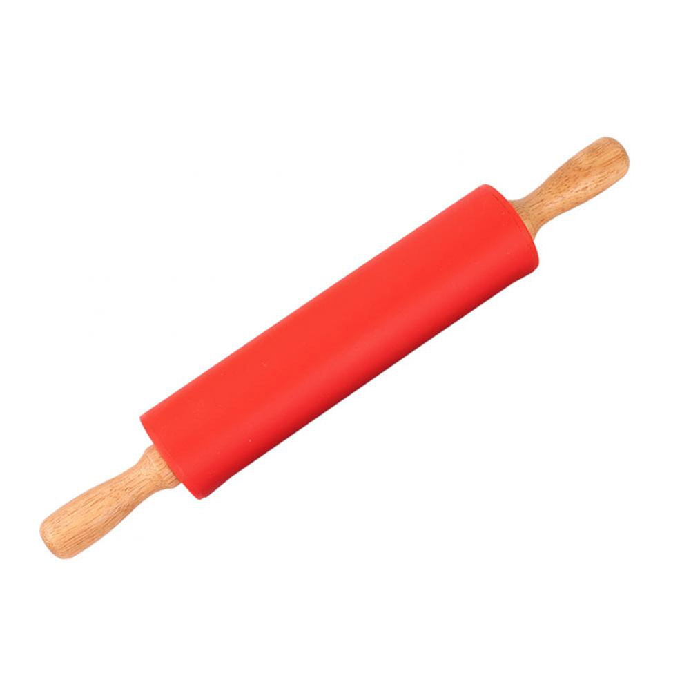 Silicone Rolling Pin with Wooden Handle NOn stick Kitchen Cooking ...