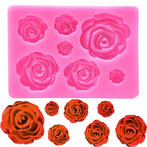 Silicone Rose Flower Mold for Cake Decorating, Fondant, Chocolate, Candy, Baking, Soap Making 6 Cavity