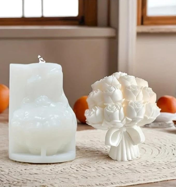 Silicone Rose Tulip Bouquet Candle Mold, Valentine's Day Flower Mould for DIY Candle Making, Wedding Home Decor, Resin Casting
