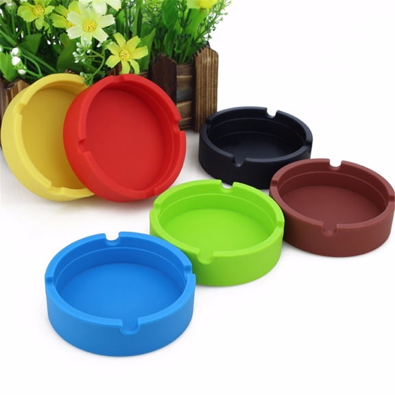 Silicone Round Ashtray, Eco-Friendly, High Temperature Heat Resistant Rubber Design, Ideal for Home, Office, and Outdoor Use, Creative Durable, and Easy to Clean, 1Pc, Multicolor(Green,3.2x3.2")