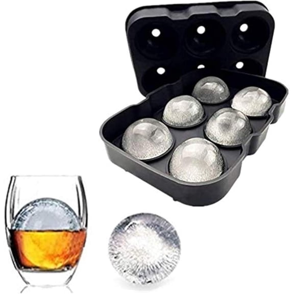 Silicone Round Ice Cube Mold, Round Ice Cube Trays for Freezer with Funnel, Easy Release Ice Cube Tray Circle Balls for Whiskey Cocktails Bourbon