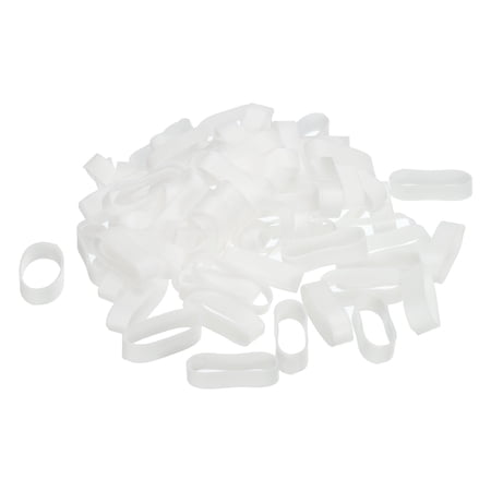 Uxcell 100pcs Silicone Rubber Bands Rings Non-slip Flat Black for Books Boxes Bag Wraps White 1"