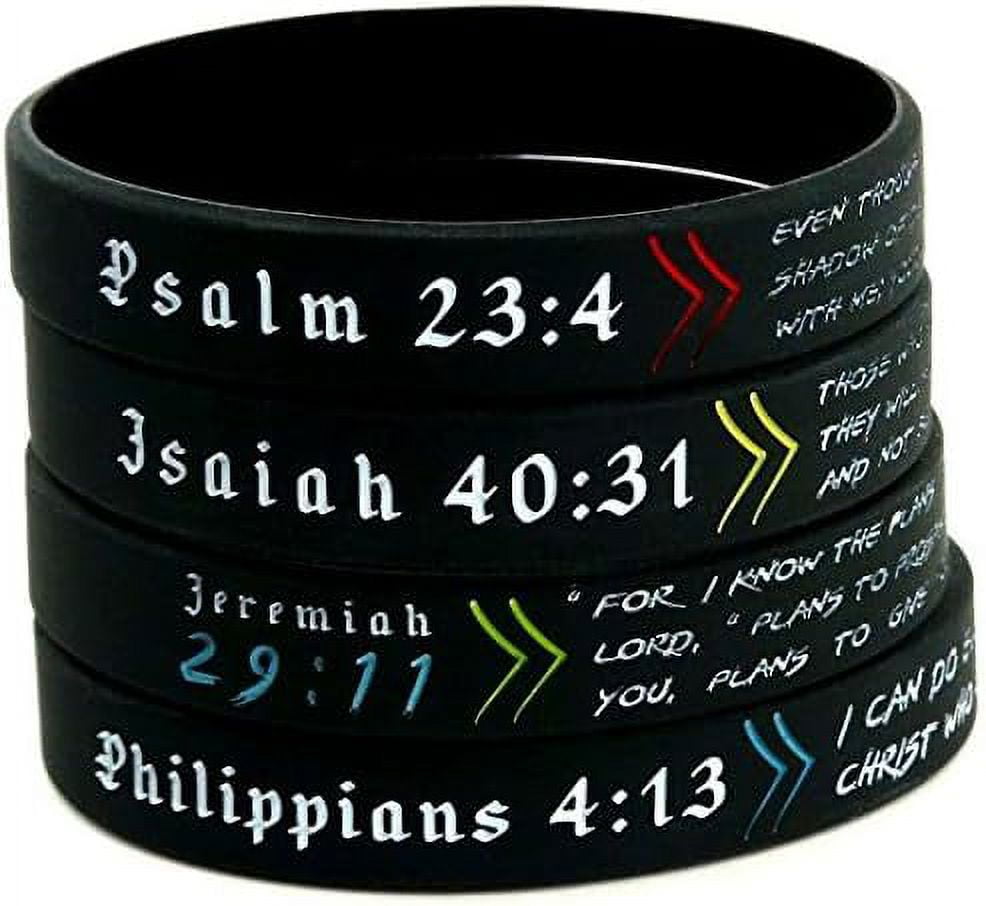 Silicone Rubber Bible Wristbands Christian Scripture Bracelets for