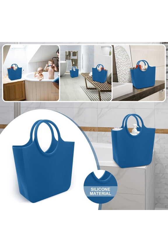 Kitchen Food Storage Containers Silicone Rubber Products Tote Bag Silicone Tote Bag Bathroom Storage Bag Bath Beach Outdoor Carrying Bag Underarm Bag,Blue Kitchen Food Storage one size