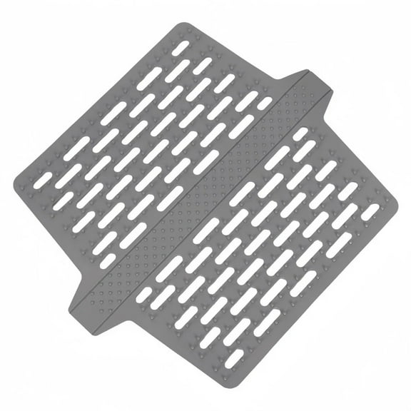Silicone Sink Saddle Mat Double Basin Protector Divider Heat Resistant Sink Cover with Drainage Pattern Non-Slip Kitchen Sink Organizer, Heat-Resistant Sink Protector Divider,Grey,13x11"