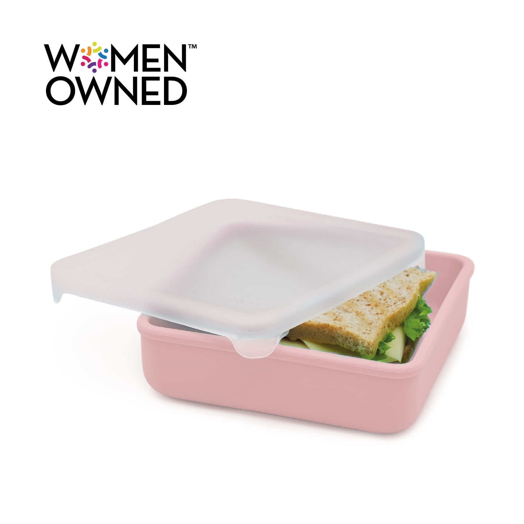 Melii Silicone Sandwich Food Storage Container, Reusable Leak-Resistant Lunch Container - Pink