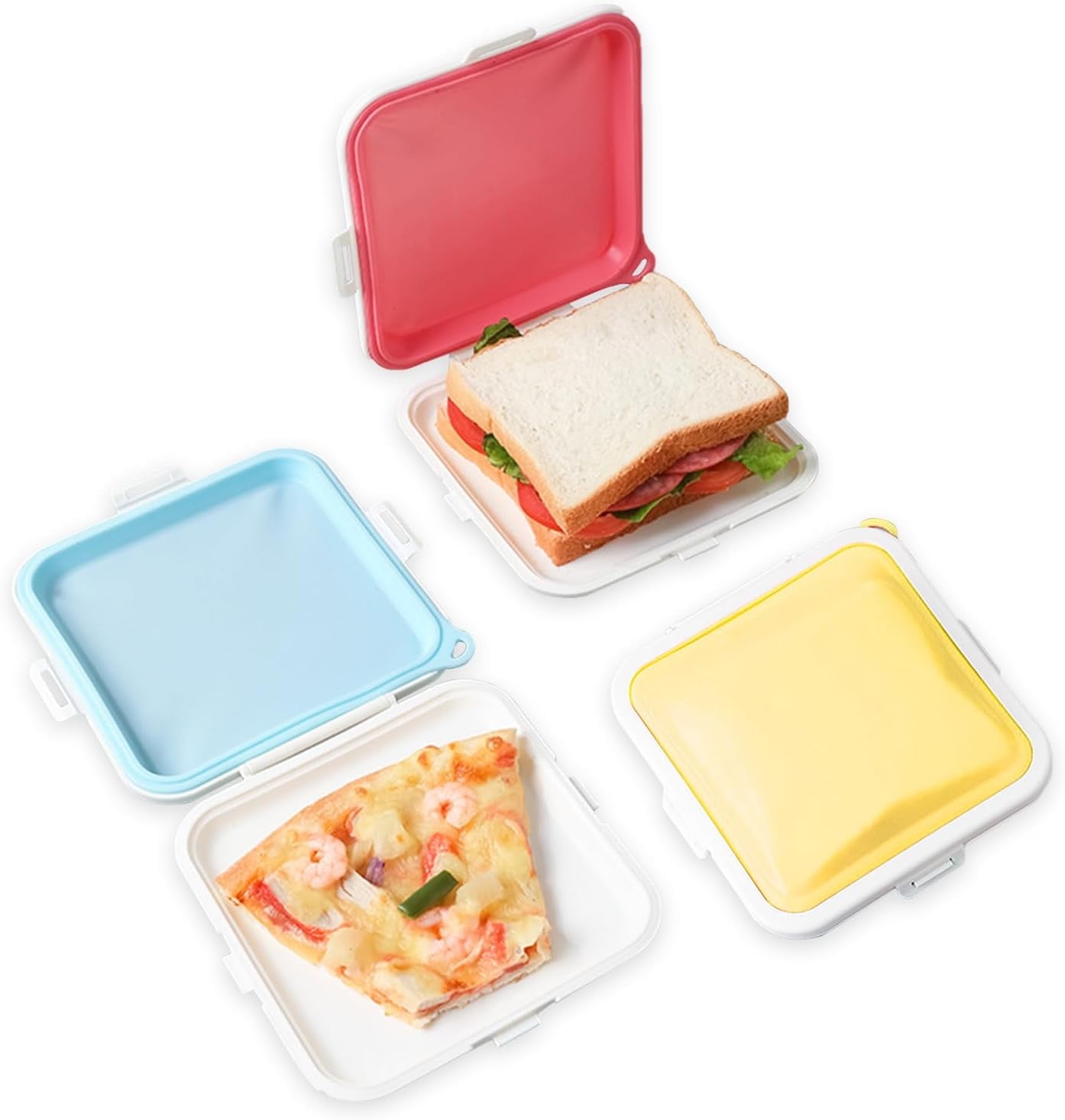 MdakeGo 3 Pack Colorful Silicone Sandwich Containers | Leakproof & BPA ...