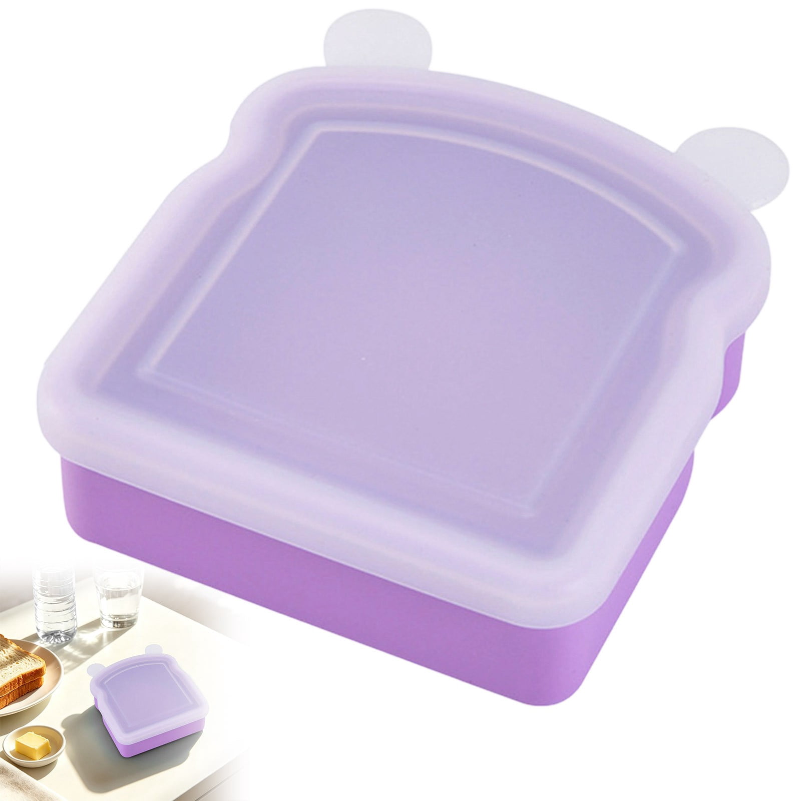 Silicone Sandwich Lunch Box Bread Bento Container Airtight Food Storage ...