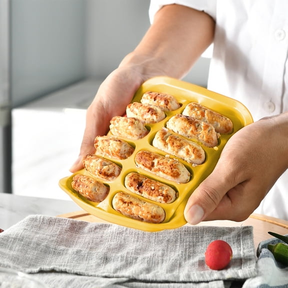 Silicone Sausage Molds for Homemade Healthy Food, ZzCityTK Non-Stick Easy Release Steam Bake Molds, Reusable Kitchen Tool for Adults with 3 Colors, Yellow