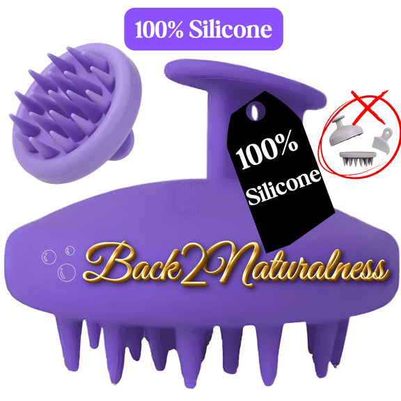 Back2Naturalness Silicone Scalp Massager, Scalp Scrubber for Hair and Dandruff Care - Soft Bristles, Purple