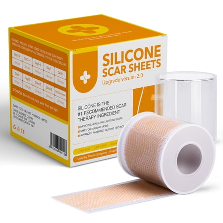 Silicone Scar Sheets (1.6 X 60), Medical Silicone Scar Tape Roll, Strips, Patch, Bandage - Scars Removal Treatment - Keloid Scar Silicone Sheets for C-section, Surgery, Burn and Keloid