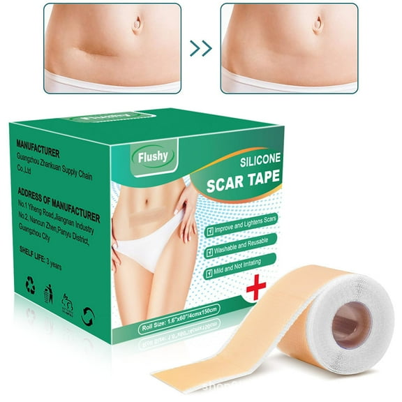 Silicone Scar Sheets, Self-Adhesive Scar Tape, Silicone Sheets For Scars, Scar Tape For Surgical Scars, Keloid Bump Removal, Cesarean Surgery Scar Removal(1.6"x 118" Roll)