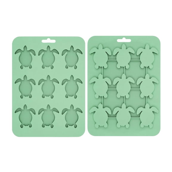 Silicone Sea Turtle Mold for Chocolate Candy Gummy Ocean Theme Treats DIY Baking Fondant Ice Cube Green 9" X 6"