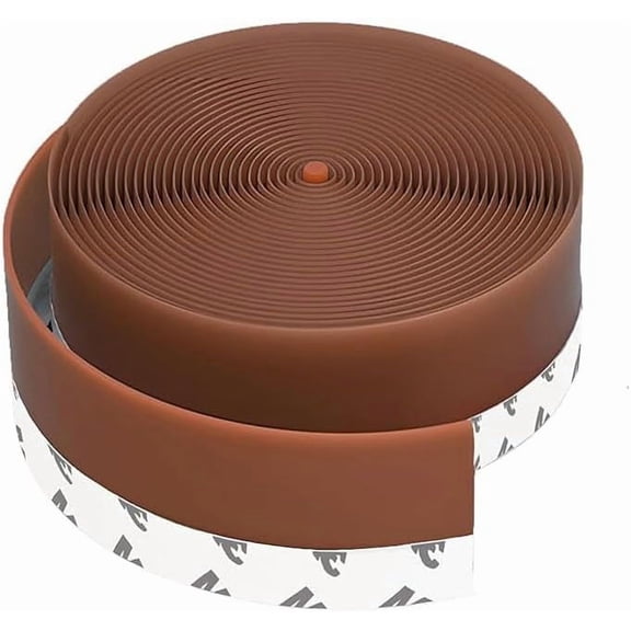 Silicone Seal Strip,Weather Stripping for Door or Window,Weatherproof Soundproof Self Adhesive Door Strip Bottom, Door Draft Stopper Silicone Strip Tape (Brown Length 16.5 Feet Width 25mm)