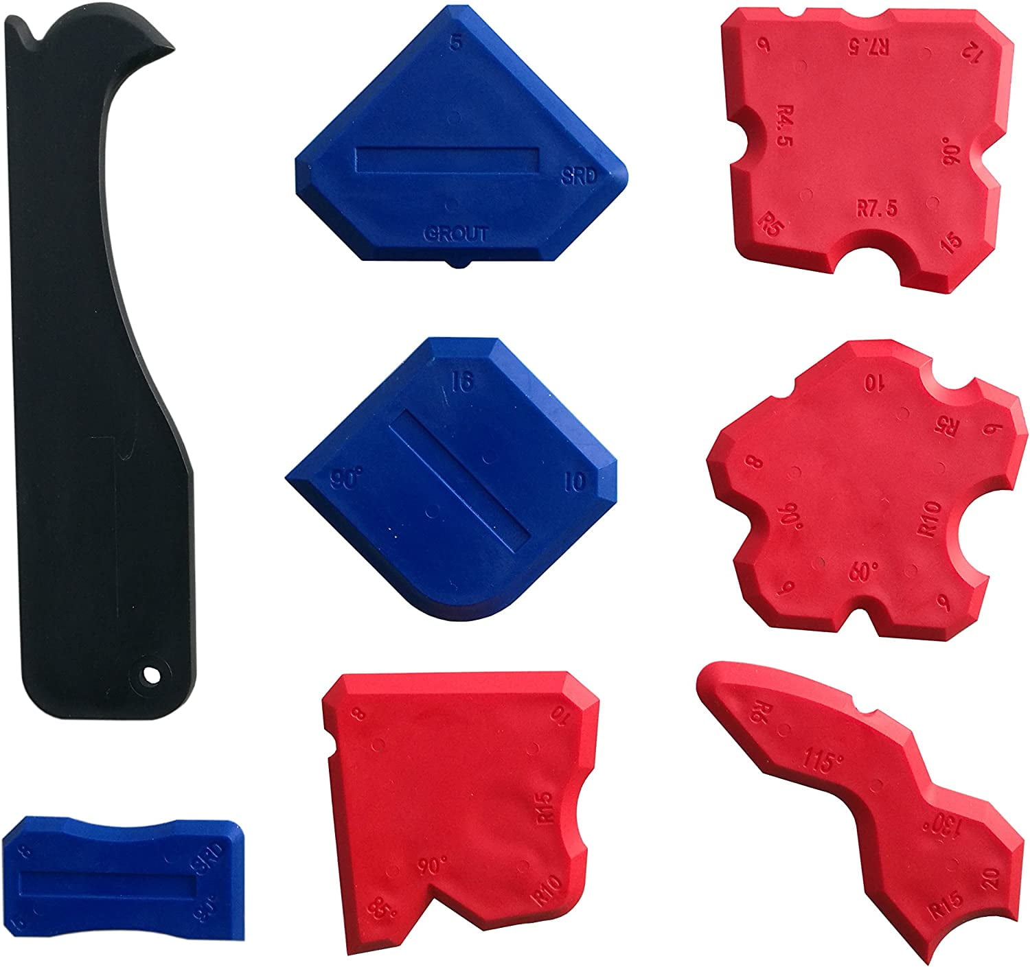 Silicone Sealant Finishing Tools 8 Piece Caulking Profile Line Joint