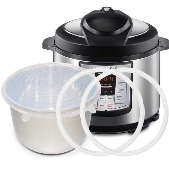 Silicone Sealing Ring Gaskets (2) + Silicone Inner Pot Lid Cover (1) Accessories Compatible with 8 Qt Instant Pot and Other Pressure Cookers (8 Qt)