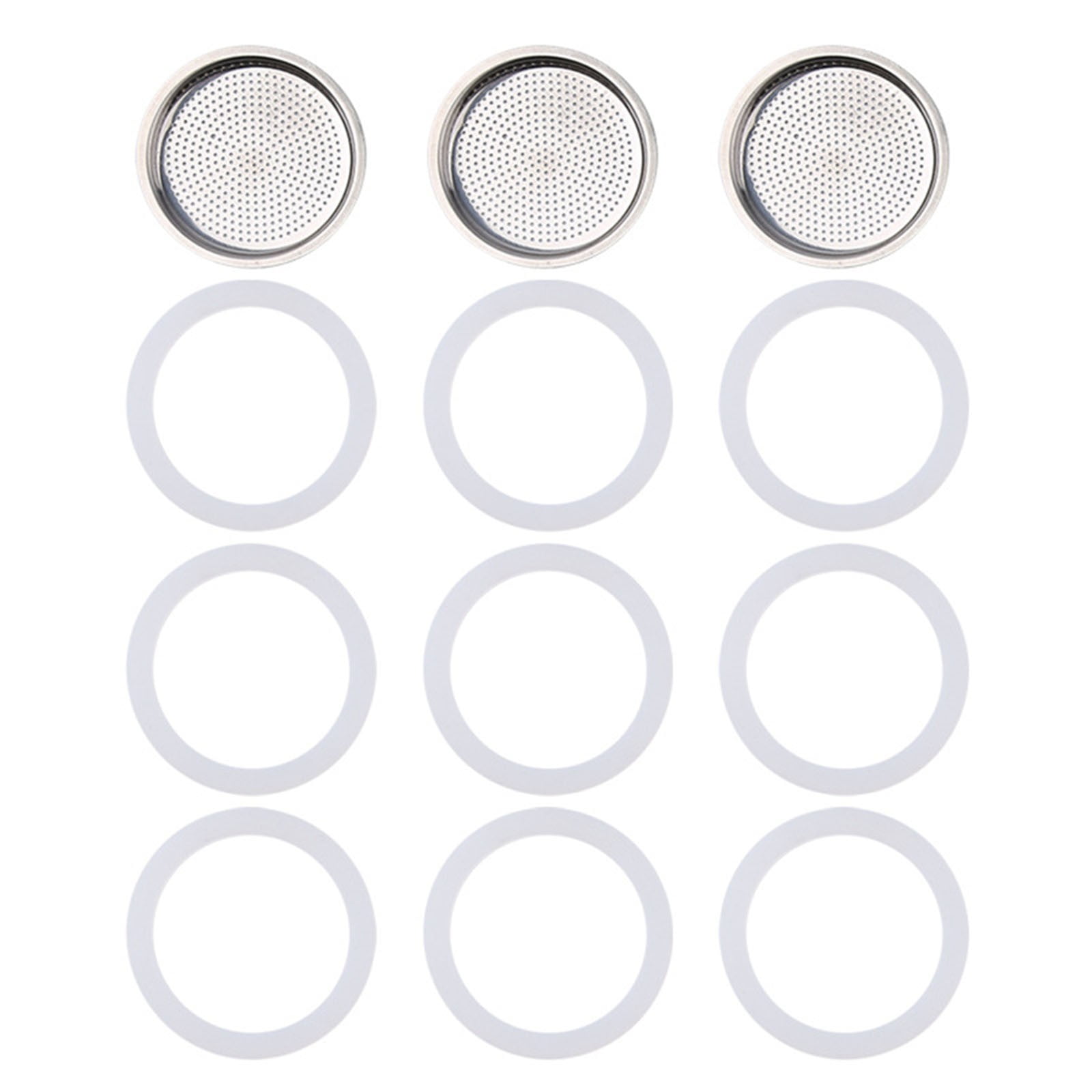Silicone Sealing Ring Gaskets Aluminum Filter Set for 6 Cup Moka Pot