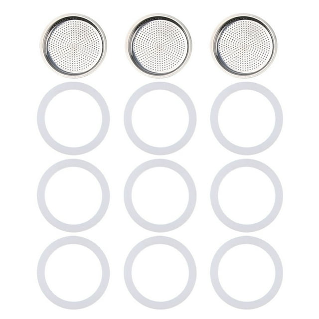 Silicone Sealing Ring Gaskets Aluminum Filter Set for 6 Cup Moka Pot