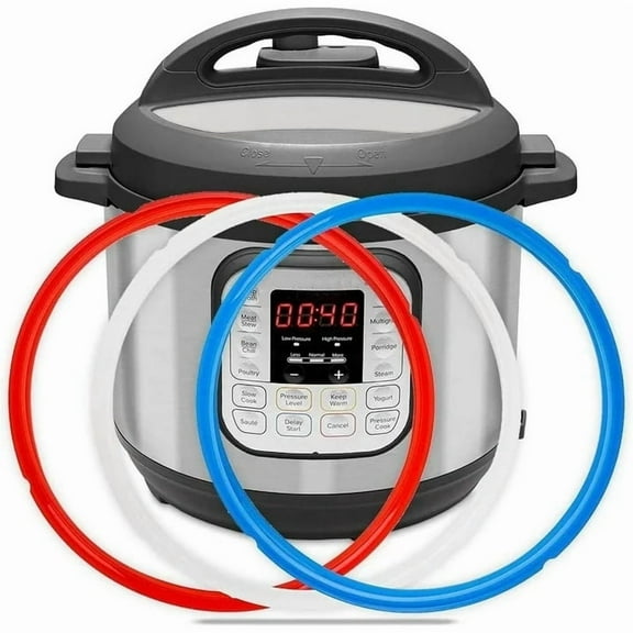 Silicone Sealing Ring for Instant Pot Replacement 6 Qt Gasket,for 6/5Qt Pressure Cooker, Blue & Red & Transparent,Fits IP-DUO60, LUX60, DUO50, ILUX50, Smart-60, IP-CSG60 3-Pack