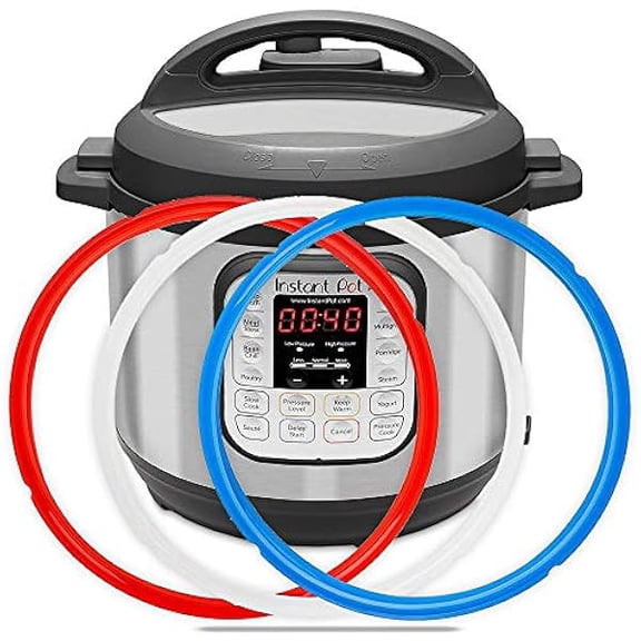 Silicone Sealing Ring for Instant Pot Replacement Gasket for 6 Qt Pressure Cooker, Savory Blue & Sweet Red & Transparent, Fits IP-DUO60, LUX60, DUO50, ILUX50, Pro/Duo Crisp XL 6Qt, Pro 6Qt 3-Pack