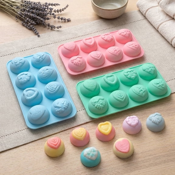 Silicone Semicircle Mold, Hemispherical Mold With Heart Shape Pattern Design, For Half Ball Chocolate, Ice Balls, Mini Cakes, Jelly, Pudding, Dome Mousse, Candle