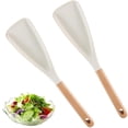 thumbnail image 1 of Silicone Serving Spoons with Wooden Handle,Happon Multifunction Spatula Spoons for Kitchen,Multifunction Silicone Spoon for Mixing Scoop Scrape (White, 2Pcs), 1 of 7