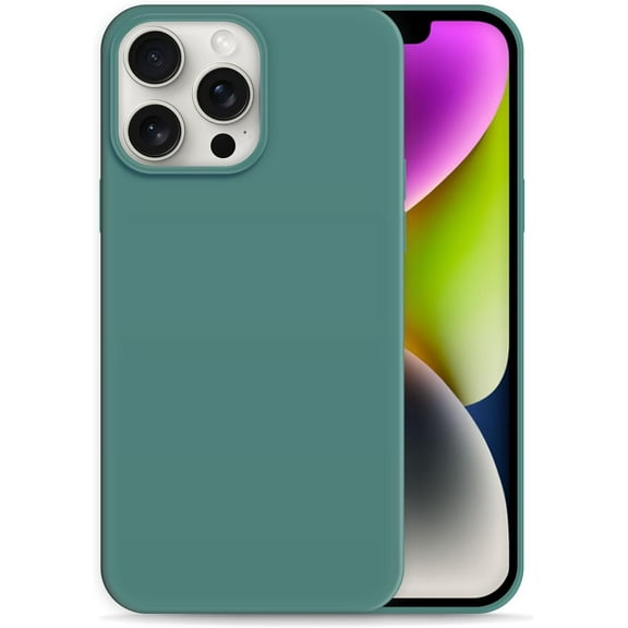 Silicone Shockproof Phone Case for iPhone 14 Pro Max with Soft Anti-Scratch Microfiber Lining Green