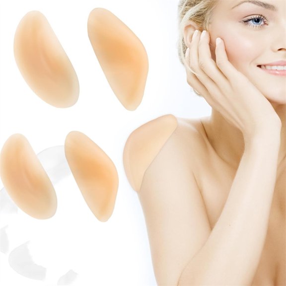 Silicone Shoulder Pads,Soft Height Enhancer Shoulder Pads for Shirts,Dress,Breathable Anti-Slip Shoulder Pads,Accessories Silicone Pad for Woman,Man Clothing,2 Pairs,Skin Color