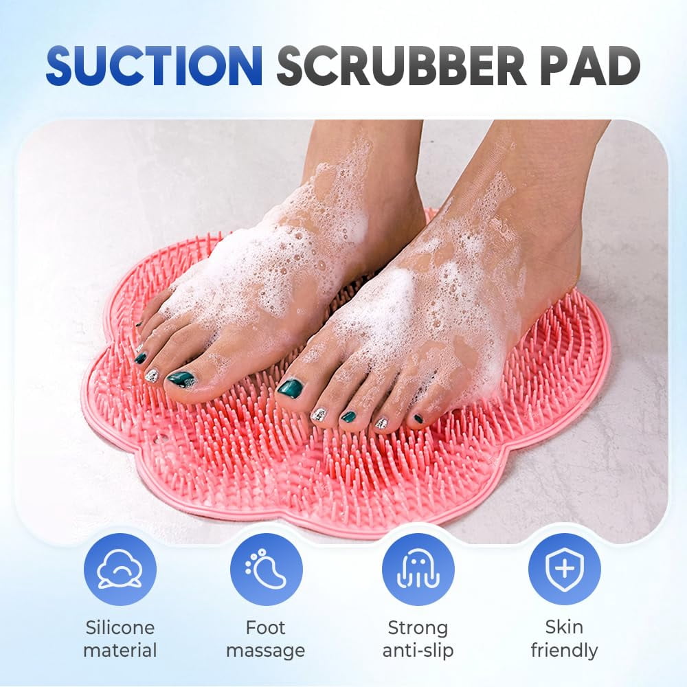 Silicone Shower Foot Scrubber Mat, 2026 New Foot Back Scrubber Massage ...